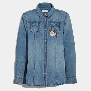 Coach Embellished Denim Light Jacket
